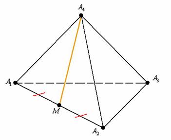 Медиана грани пирамиды (пространственного треугольника)